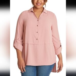 Adyson Parker Women's Roll Tab Button-Up Tunic Shirt